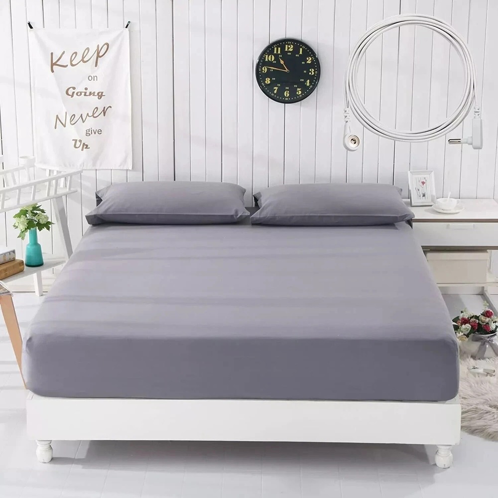 Grounding Sheet Fitted Cal King Size, Cotton Natural Silver Fiber, 72 x 83 x13"